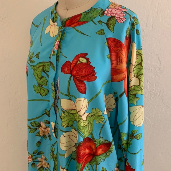 Sold Aqua Blue Floral Maxi Kaftan - Picture 2 of 12